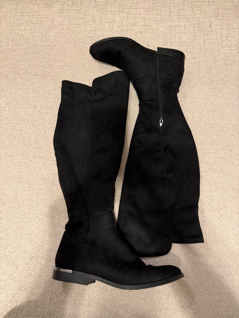 Nine West Black Over-The-Knee Suede Zip Boots